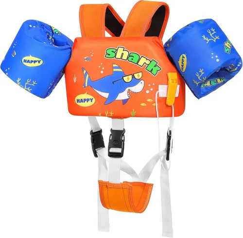 Vista 22 de Moko Banda de natación para niños de 20-30-50 libras, bonito chaleco de natación de dibujos animados para niños pequeños, flotadores de piscina