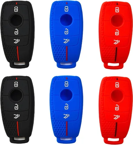 Vista 3 de Funda de silicona para llavero para Mercedes-Benz A C Clase E E200L E300L E320 Vision Van M GL R CLK (negro)