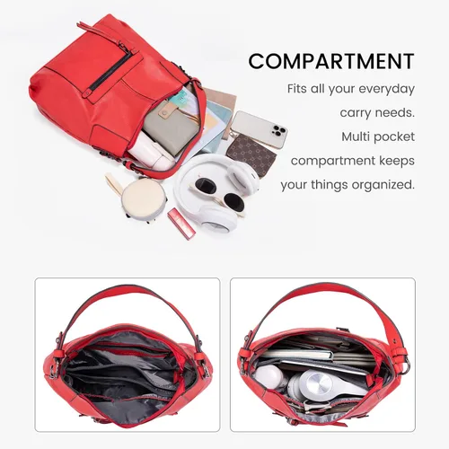 Vista 6 de Realer Hobo - Bolsos para carteras para mujer, bandolera grande con borla.