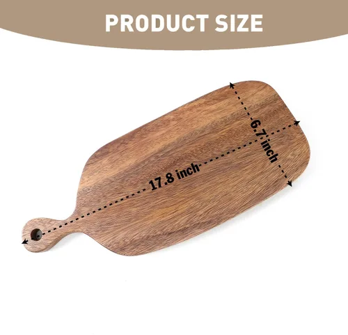 Vista 2 de Tabla de queso de madera prémium con mango de 18 pulgadas, tabla de cortar de madera de nogal 100% natural, accesorio de cocina duradero y duradero