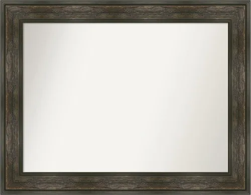 Vista 127 de Amanti Art Espejo de baño marrón para sobre fregadero, 26 x 26 pulgadas, espejo de tocador cuadrado marrón rústico Alexandria, marco de madera