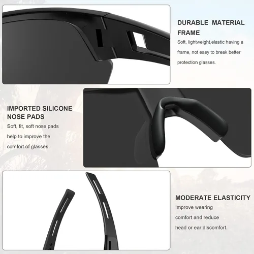 Vista 5 de Gafas de seguridad tintadas para hombres y mujeres, gafas de seguridad resistentes a los impactos, protección ocular ANSI Z87.1+ UV400, antiarañazos