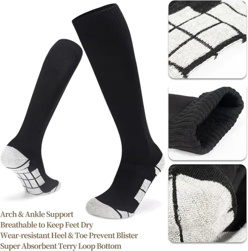 Vista 4 de Ultrafun 4 pares de calcetines de fútbol acolchados hasta la rodilla para hombres, jóvenes y niños