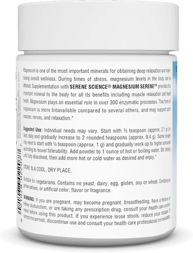 Vista 3 de Source Naturals Serene Science - Sereno de magnesio, cuerpo pacífico*, sabor a mandarina, 5 onzas en polvo