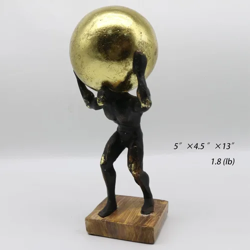 Vista 2 de Lukitas Atlas Sosteniendo el Mundo Estatua y Escultura, Figurina de Luchador Decoración, Escultura Levantando una Bola, Ornamento Creativo