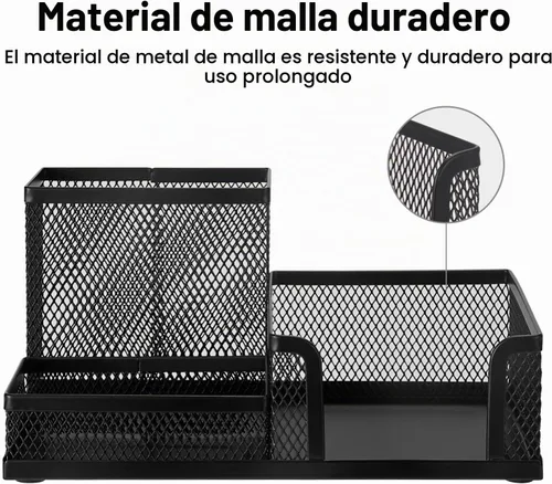 Vista 5 de Comix Organizador de escritorio de malla para lápices, 3 compartimentos, de alambre de escritorio, para lápices, suministros de oficina, accesorios