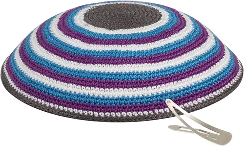Vista 5 de Zion Judaica - Paquetes de Kipá de punto de calidad a granel, Kipppot o Kippas individuales, clips Kipa gratis incluidos