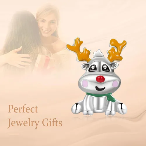 Vista 3 de Annmors S925 Silver Christmas Charms for Women Pandora Moments Bracelet Venado de Navidad