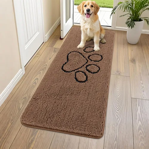 Vista 46 de Smiry Tapete para puerta de perro para patas fangosas, absorbente y Gris y negro