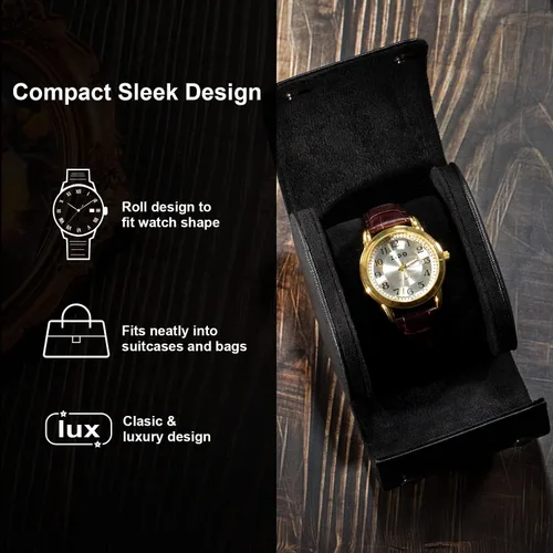 Vista 5 de ROSELLE Funda para reloj para hombres y mujeres con forro de gamuza, estuche de viaje para reloj, organizador de almacenamiento y exhibición