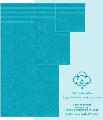 Vista 4 de American Soft Linen - Juego de toallas de 3 piezas, 1 toalla de baño, 1 toalla de mano y 1 toalla pequeña, 100% algodón turco para baño, juego