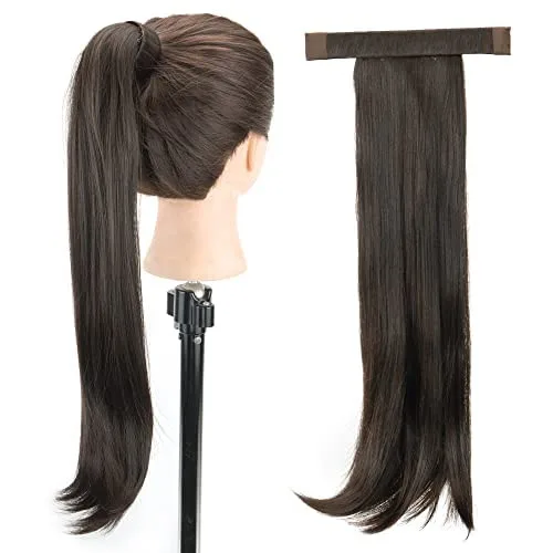 Vista 2 de IMISSU Novelly Design - Extensión de pelo largo ondulado con cola de caballo con diadema flexible (marrón claro)