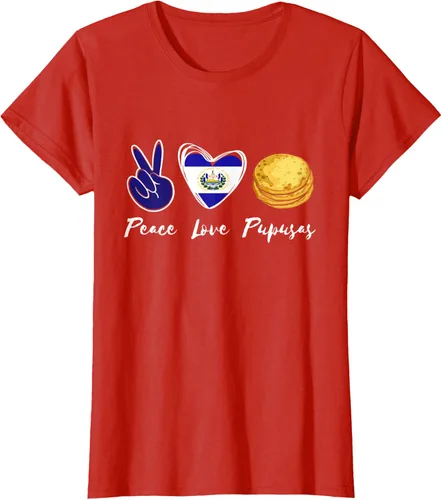 Vista 80 de Pupusas Lover Love Peace El Salvadaor Camiseta Comida Salvadoreña