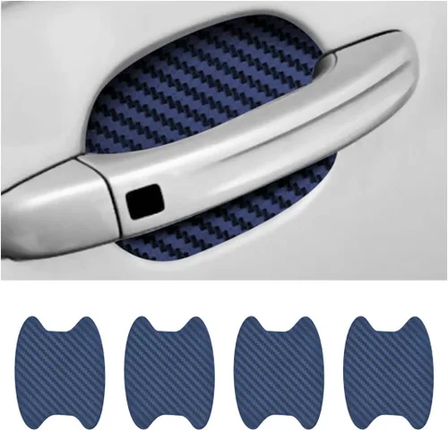 Vista 26 de 8 unidades de calcomanías para manija de puerta de coche, protector de copa de puerta de coche de fibra de carbono antiarañazos, película protectora