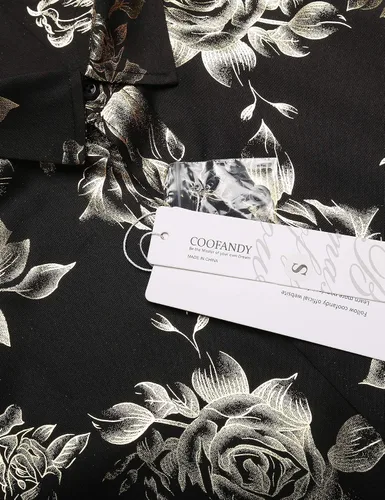 Vista 5 de COOFANDY Camisa de botones con estampado de flores de lujo para hombre