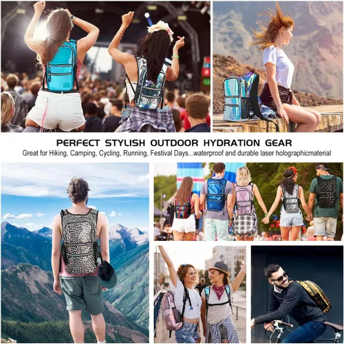 Vista 5 de Mothybot Paquete de mochila de hidratación, mochila de agua de 20 litros incluida, bolsa de hidratación de 2 litros, esencial para festivales