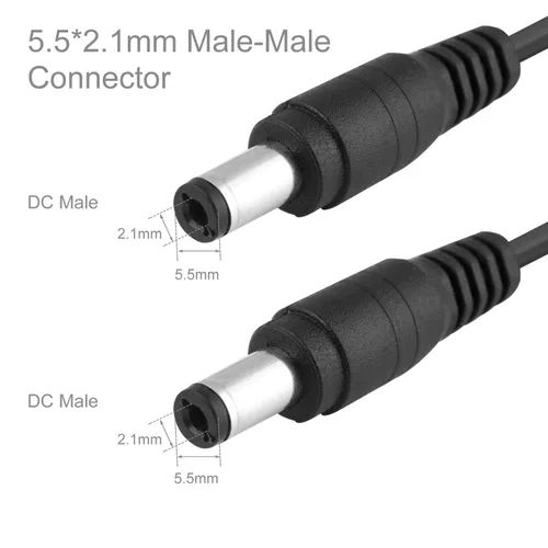 Vista 2 de Cable de extensión macho a macho, cable adaptador de corriente CC de 0.217 x 0.083 in, para tira LED, cámara de vigilancia, cámara de seguridad