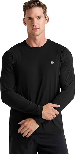 Vista 4 de Zengjo - Camiseta de manga larga de Baselayer para hombre, ligera, para correr Negro