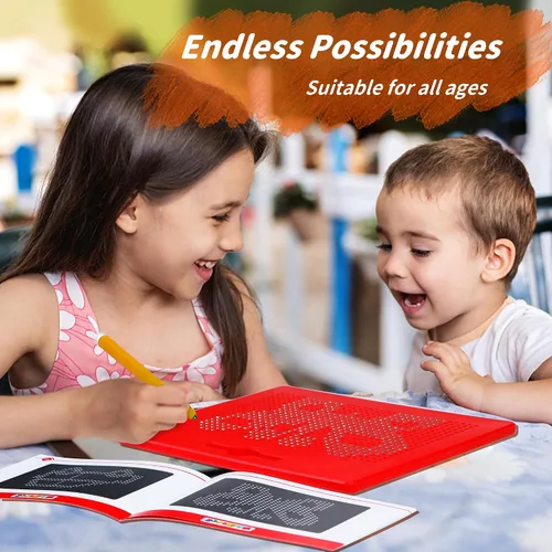 Vista 4 de MAGBLOCK Tablero magnético de dibujo para niños con bolígrafo magnético, juguetes educativos portátiles para niños y niñas, regalos ideales