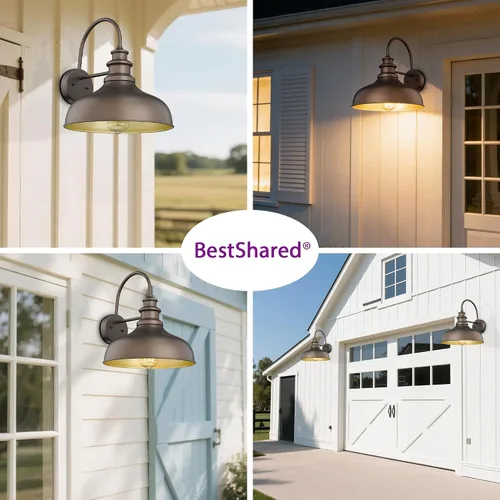 Vista 9 de Bestshared Paquete de 4 luces de pared para exteriores, luz de granero de granja, farol resistente al agua para exteriores, base E26, aplique