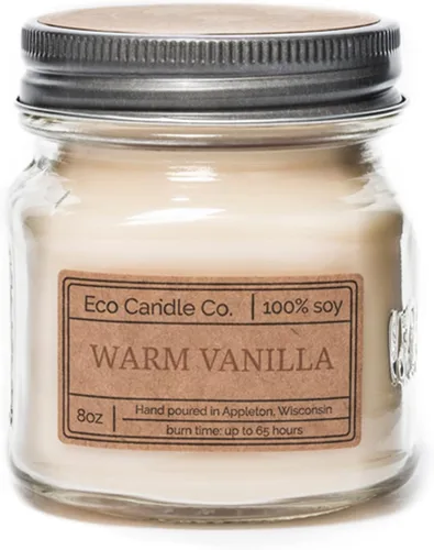 Vista 44 de ECO CANDLE CO. Vela reciclada, té negro y miel, 6 oz. - Aromas de té picante, nuez moscada, miel y naranja - 100% cera de soja, sin plomo, etiqueta