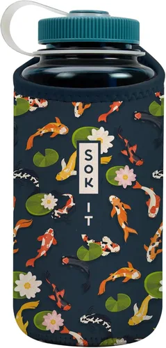 Vista 224 de Sok It BotlSok Funda para botella de agua con cubierta de neopreno aislante (Floral abstracto, se ajusta a CamelBak o Nalgene de 12 onzas)