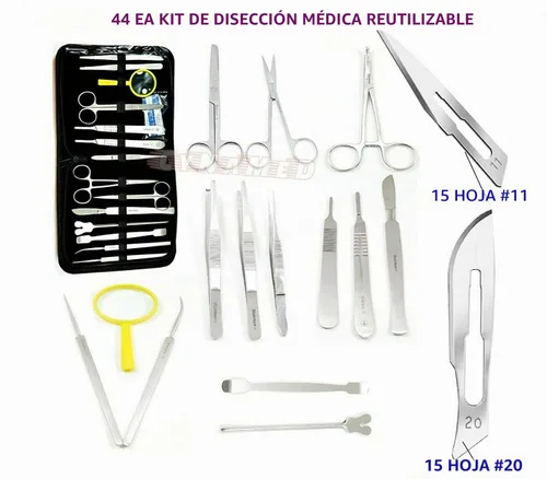 Vista 2 de Cynamed Kit avanzado de disección de disección de 44 piezas, estudiantes de biología y veterinaria, kit de disección de laboratorio de anatomía