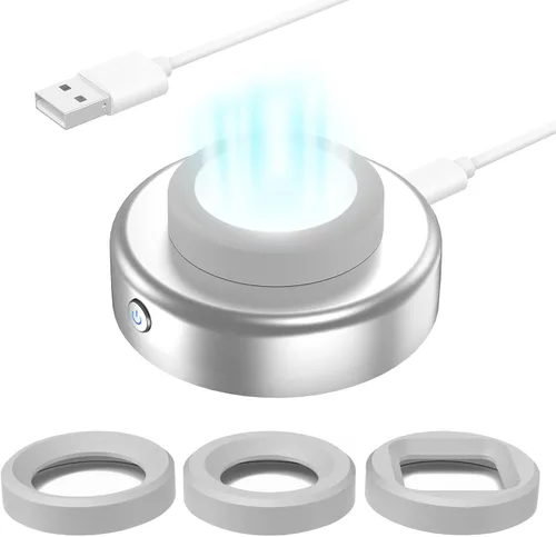 Vista 9 de Cargador de reloj solar, temporizador de apagado de 8H con hombres, mujeres y 3 tapas cuadradas, luz UV LED, carga rápida, relojes Eco Drive Negro