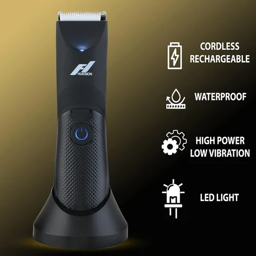 Vista 2 de Fhuesion® Manscape - Recortadora de bolas impermeable IPX7 con luz y hoja de cerámica, peluquería corporal para peluquería corporal para peluquería