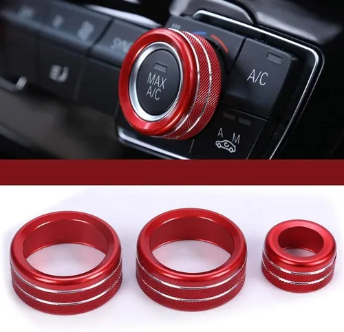 Vista 8 de YIWANG Aleación de aluminio car styling aire acondicionado Perillas de audio Circle Trim 3 unids para BMW 1 2 3 4 Series F30 F34 F46 GT X1 F47 F48