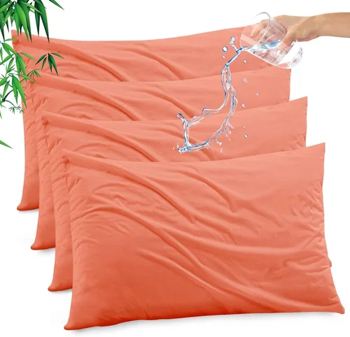 Vista 26 de Funda de almohada impermeable de bambú y rayón de Gogreen, funda de almohada transpirable, protector de almohada refrescante con cremallera, funda