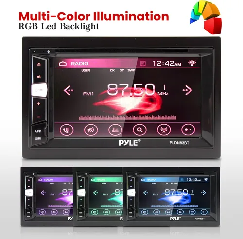 Vista 5 de Pyle Reproductor de DVD estéreo para coche Double Din Bluetooth con pantalla táctil integrada en la consola, estéreo de coche con USB/SD, MP3