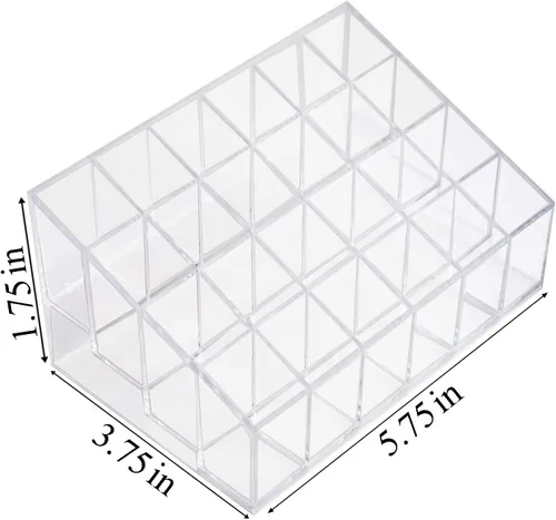 Vista 7 de Organizador de cosméticos y maquillaje transparente. Para labiales en barra, pinceles, frascos y más. Soporte transparente para estantes.