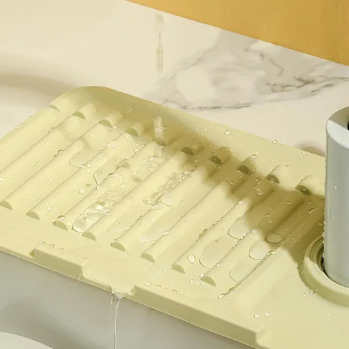 Vista 3 de Tapete para grifo de fregadero, protector contra salpicaduras de silicona mejorado, con propiedades de secado rápido, bandeja protectora ideal