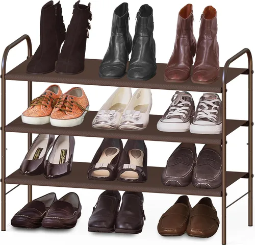 Vista 13 de Simple Houseware - Organizador de almacenamiento para zapatero de 2 niveles, color bronce