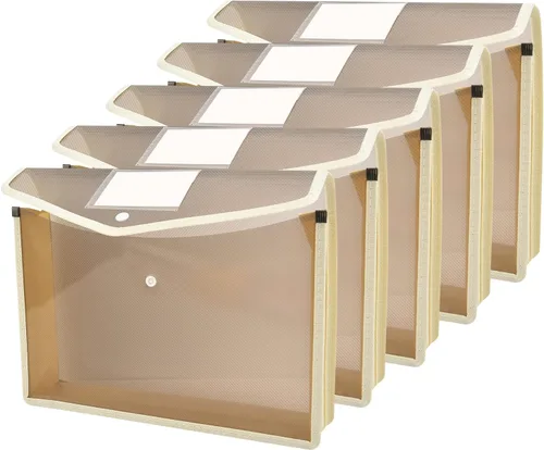 Vista 10 de Carpeta organizadora de documentos expandible con botón a presión, bolsa transparente impermeable para documentos, expansión de 2.8 pulgadas
