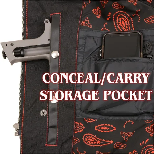 Vista 5 de Milwaukee Leather MLM3526 Men's Black 'Paisley' Accented Red Stitching Leather Vest – w/Armhole Trim Open Collar Design