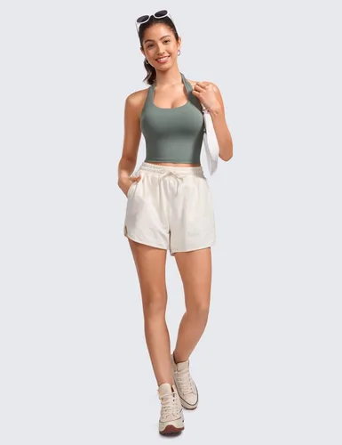 Vista 3 de CRZ YOGA Butterluxe - Brasier deportivo con cuello halter para mujer, con relleno, para entrenamiento, yoga, con brasier integrado