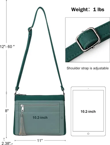 Vista 4 de MASINTOR Bolsos cruzados para mujer, bolso cruzado ligero y mediano, de cuero suave, bolsos de hombro para mujer con borla