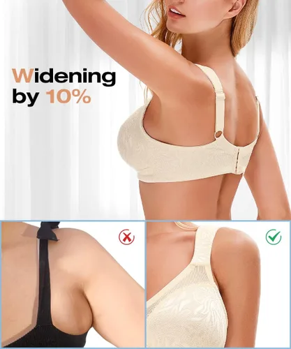 Vista 5 de Wingslove Sujetador reductor sin aros para mujer, talla grande, sin relleno, suave, figura completa