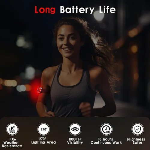 Vista 3 de Paquete de 2 luces traseras de bicicleta recargables USB, accesorios de luz intermitente de seguridad para ciclismo, con 5 modos de iluminación