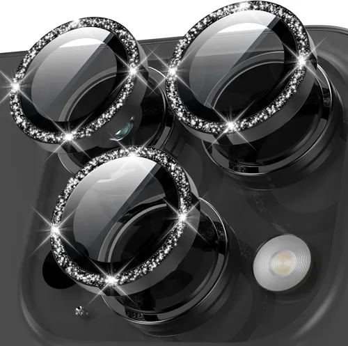Vista 25 de YWXTW Diseñado para iPhone 14 Pro/iPhone 14 Pro Max Protector de Lente de Cámara Brillante, [Nuevo Diseño con Purpurina] Vidrio Templado de Metal