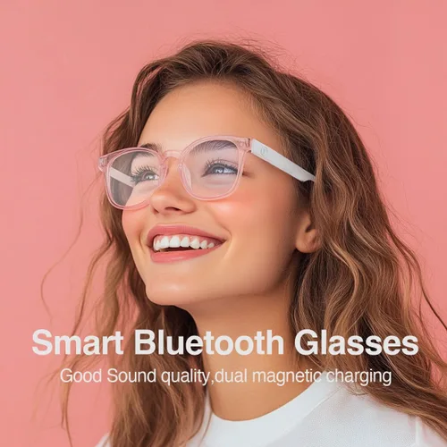 Vista 2 de Lentes inteligentes para mujer, lentes filtrantes de luz azul, tacto inteligente, carga magnética, protección UV400, audio de sonido claro