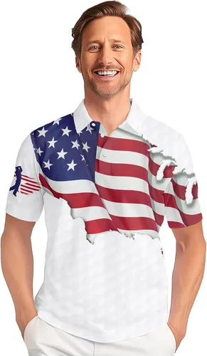 Vista 2 de PAGYMO Camisas de golf para hombre, con estampado divertido y loco hawaiano