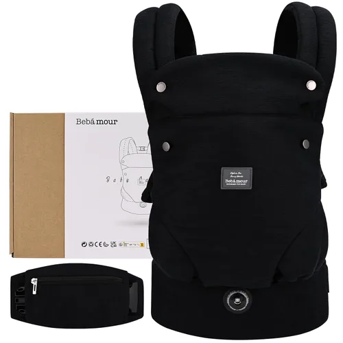 Vista 2 de Bebamour Portabebés ergonómico para bebés de 7 a 32 libras, perilla ajustable para desarrollo saludable de cadera del bebé, portabebés de algodón