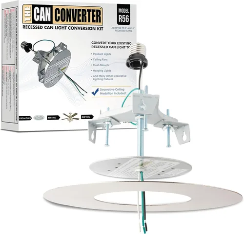 Vista 12 de The Can Converter R56 - Kit de conversión de luz empotrada para lata con medallón de techo plano de 7 pulgadas, mejoras para el hogar para latas