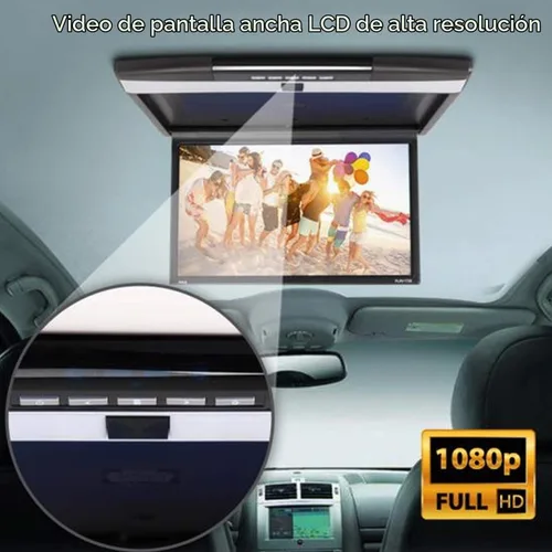 Vista 3 de Consola Pyle para techo de coche, con pantalla LCD abatible, panel de control con reproductor de TV HDMI con transmisor IR integrado
