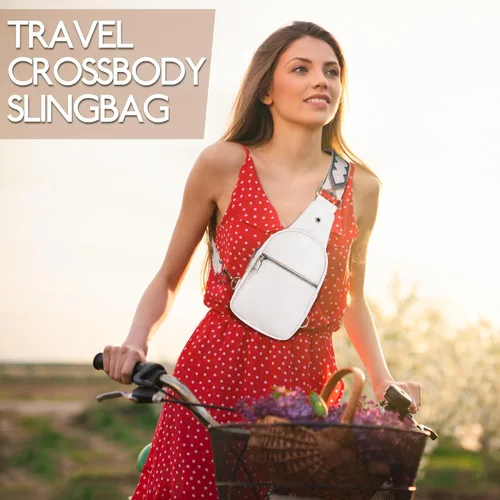 Vista 2 de JXWENBYX Bolso bandolera para mujer, de piel sintética, pequeño, bandolera, mochila cruzada a la moda, bolsa de pecho para viajar, senderismo
