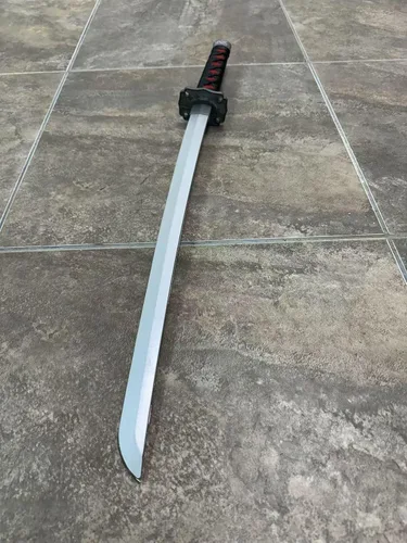 Vista 3 de Espada tradicional japonesa de espuma samurái Katana impresa dragón dorado en vaina