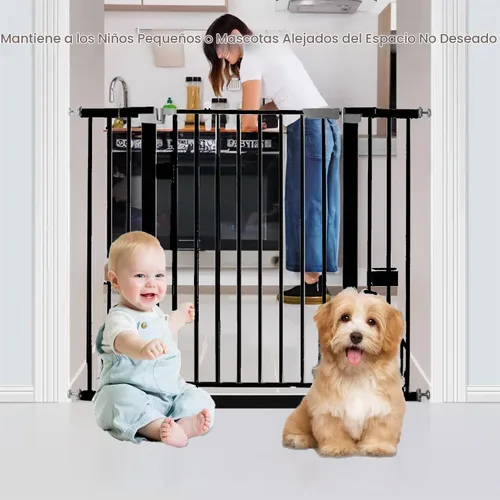 Vista 6 de Puerta para bebé de 41 pulgadas de alto, puerta para perros con cierre automático, ajustable de 29.92"-43.71" de ancho, montaje a presión, puerta